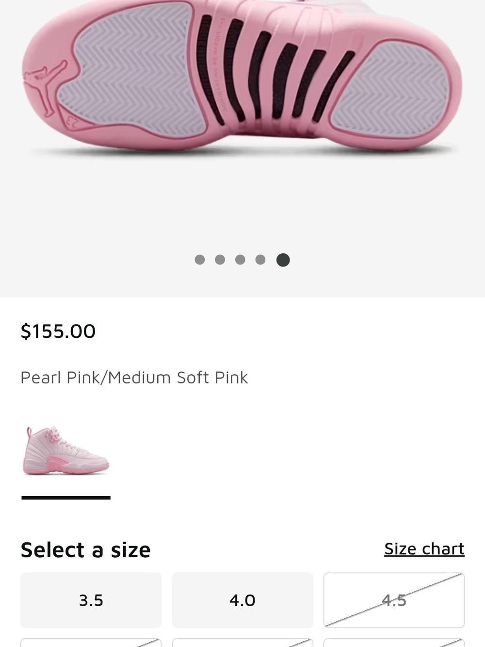 Jordan retro 12 Pearl Pink 6.5